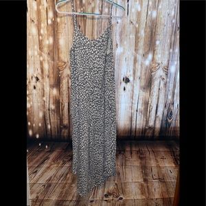 Gray leopard print wide leg jumpsuit
